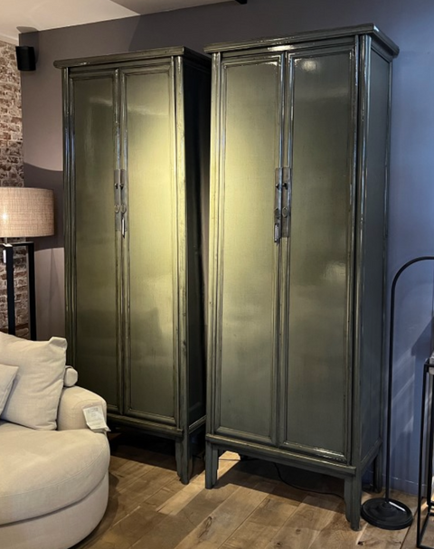 Tapered Lacquered Cabinet in Dark Green