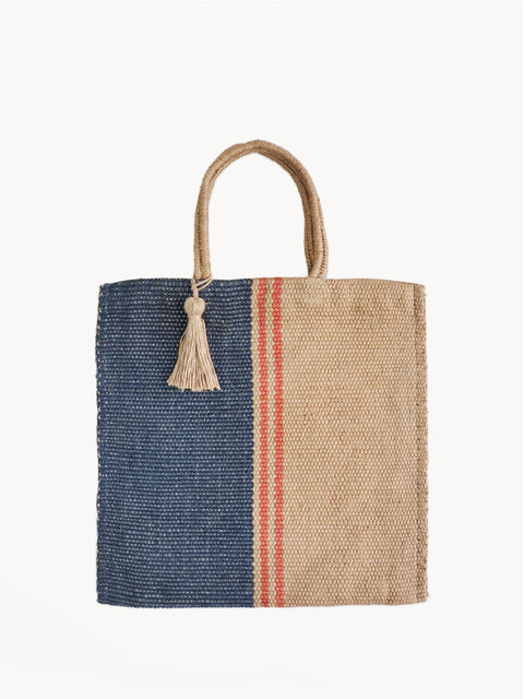 Casual Color Block Open Top Tote with Tassels