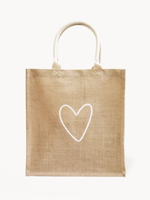 Casual Heart Print Graphic Tote with Open Top