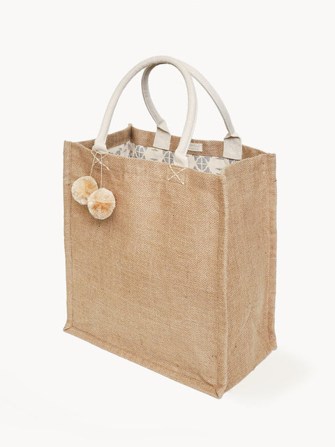 Casual Solid Tote with Pom Poms and Open Top