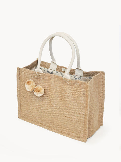 Casual Solid Tote with Pom Poms and Structured Base