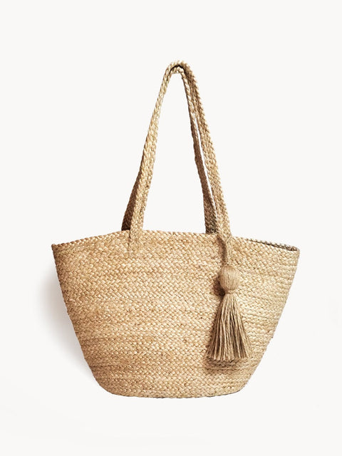 Beach Handmade Braided Basket Weave Open Top Tote