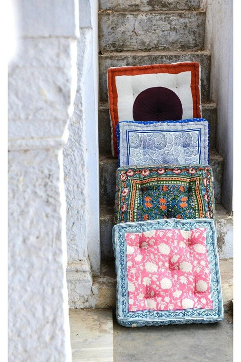 Powered by People Global Eclecticist Bohemian Handcrafted Floral Floor Pillow - 20 x 20 - 20 x 20 x 6