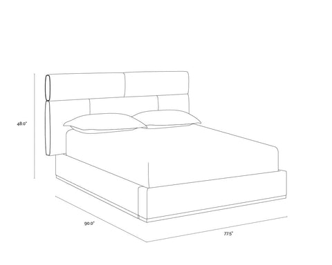 Sunpan Modern Beckham Upholstered Platform Bed with Headboard - Queen - King - Queen