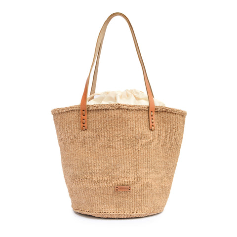 Beach Handmade Sisal Basket Bag with Drawstring Closure