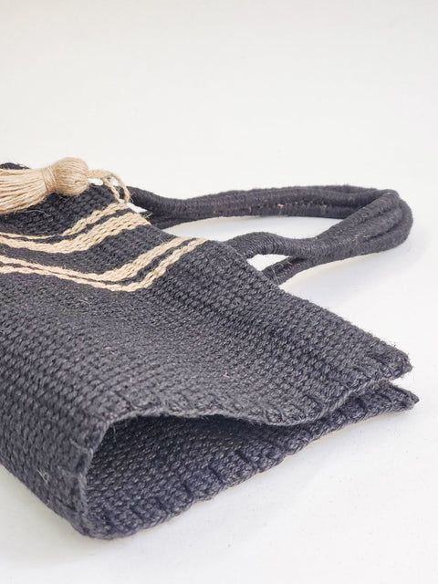 Casual Stripe Hand Loomed Tote with Tassels