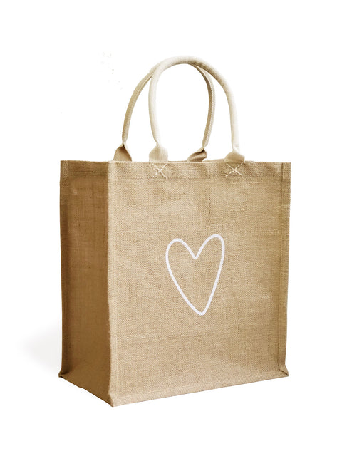 Casual Heart Print Graphic Tote with Open Top