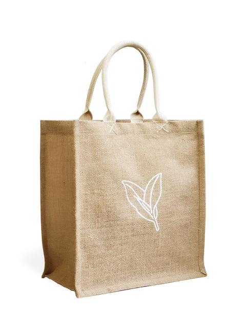 Nature-Driven Modernist Leaf Graphic Print Open Top Tote