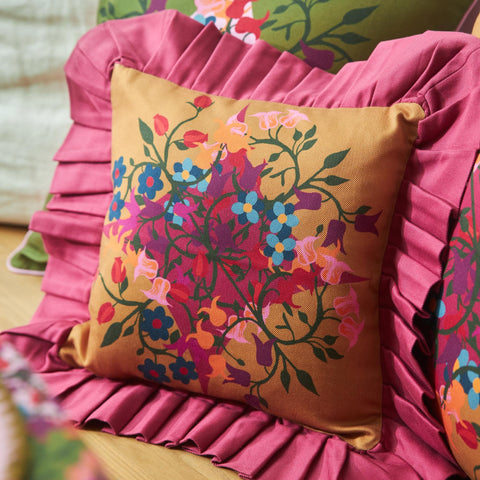 Artful Traditionalist Bohemian Floral Graphic Pillow Cover