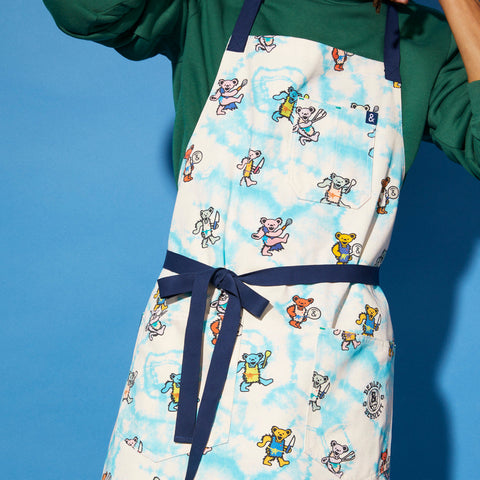 Character Print Bib Apron with Adjustable Patch Pockets
