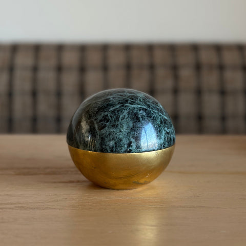 Small Dot Box, Emerald over Brass