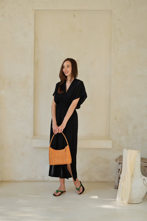 Braided Basket Weave Shoulder Bag with Zip Top Closure