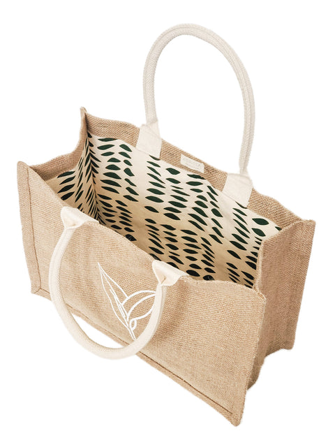 Handmade Solid Embroidery Leaf Graphic Open Top Tote