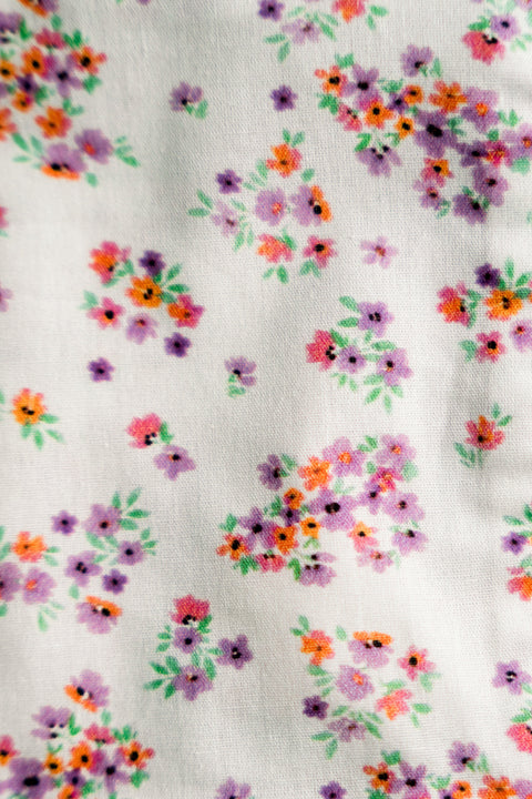 Floral Graphic Handmade Pouch with Ruffles and Zipper