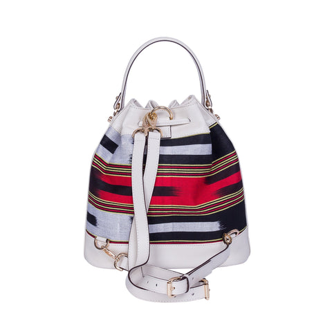 Casual Stripe Embossed Convertible Bucket Bag
