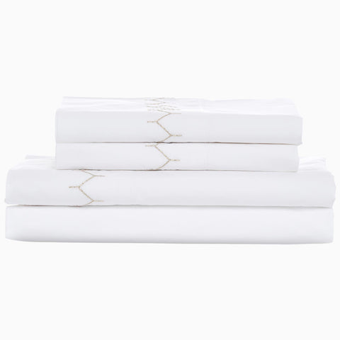 Minimalist Solid Stitched Percale Sheet Set