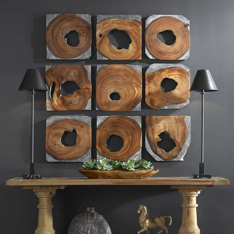 Uttermost Jungle Wood Wall Decor Handcrafted Organic Wall Sculpture - Set of 9