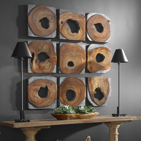 Uttermost Jungle Wood Wall Decor Handcrafted Organic Wall Sculpture - Set of 9