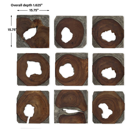 Uttermost Jungle Wood Wall Decor Handcrafted Organic Wall Sculpture - Set of 9