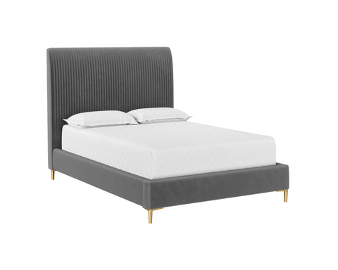 Sunpan Modern Harris Upholstered Platform Bed with Headboard - Low Profile - Queen - Full - King