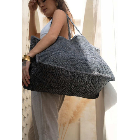 Beach Handmade Raffia Tote with Adjustable Straps