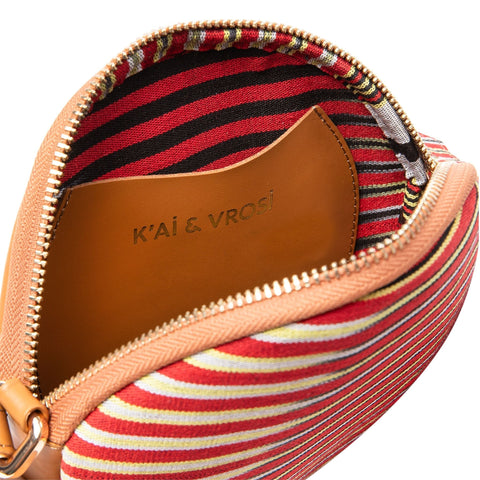 Stripe Crossbody with Zip Top and Zipper Closure