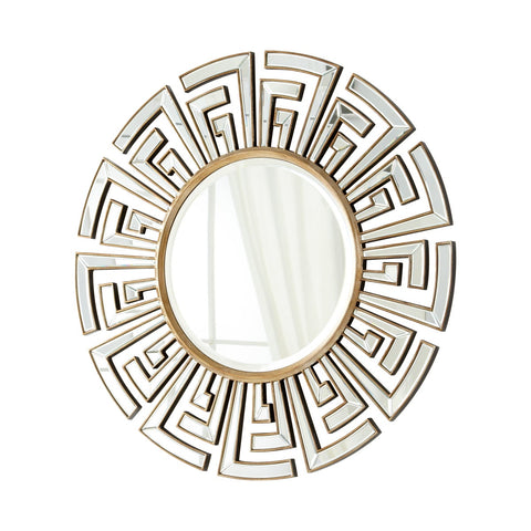 Contemporary Ornate Gold Leaf Round Wall Mirror for Entryway