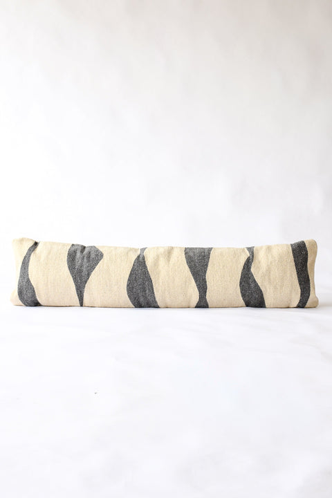 Artful Traditionalist Handwoven Bohemian Wool Lumbar Pillow