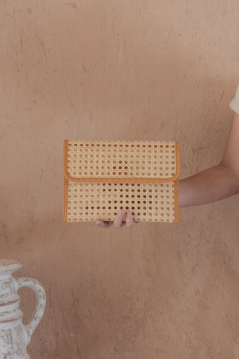 Handmade Geometric Contrast Trim Clutch