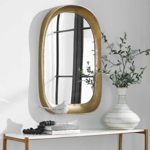 Contemporary Arch Accent Mirror with Bronze Finish for Entryway