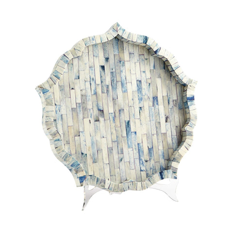 Modern Scalloped Abstract Wood Serving Tray