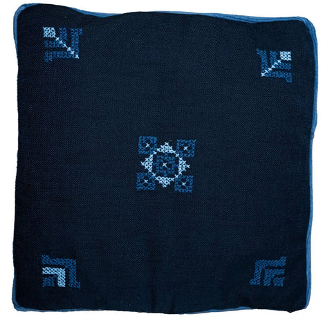 Powered by People Artful Traditionalist Handcrafted Bohemian Embroidery Pillow Cover - 18 x 18