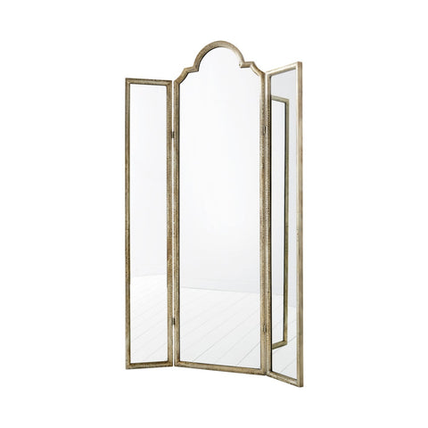 Traditional Arch Trifold Floor Mirror for Bedroom