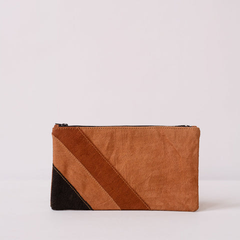 Handmade Color Block Clutch with Zip Top Closure