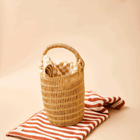 Handwoven Geometric Handmade Open Top Bucket Bag