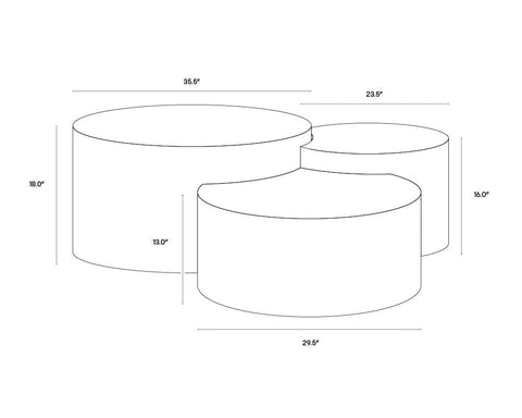 Sunpan Neo Abstract Curved Drum Coffee Table Set
