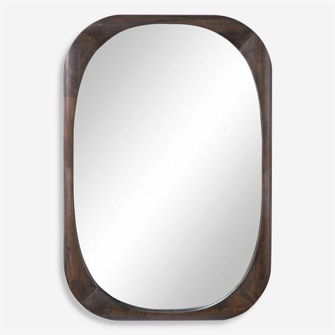 Contemporary Walnut Framed Accent Wall Mirror for Living Room