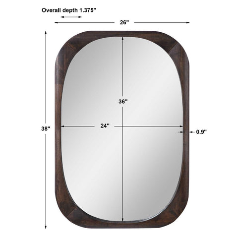 Contemporary Walnut Framed Accent Wall Mirror for Living Room