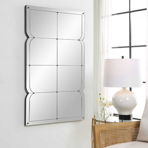 Contemporary Window Pane Rectangle Mirror for Living Room