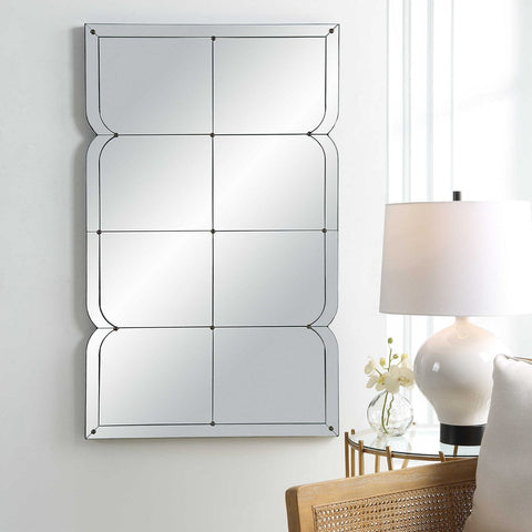 Contemporary Window Pane Rectangle Mirror for Living Room