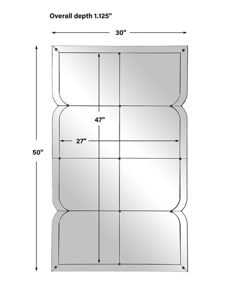 Contemporary Window Pane Rectangle Mirror for Living Room