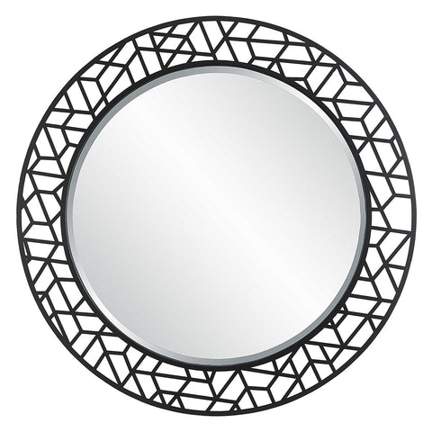 Contemporary Round Geometric Accent Mirror for Entryway Wall