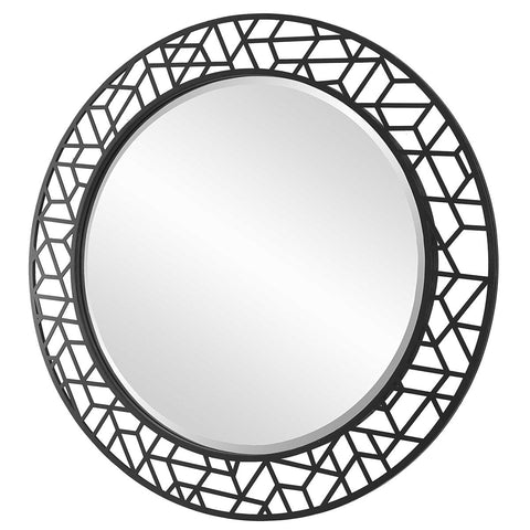 Contemporary Round Geometric Accent Mirror for Entryway Wall