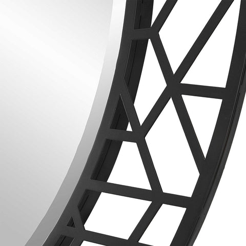 Contemporary Round Geometric Accent Mirror for Entryway Wall