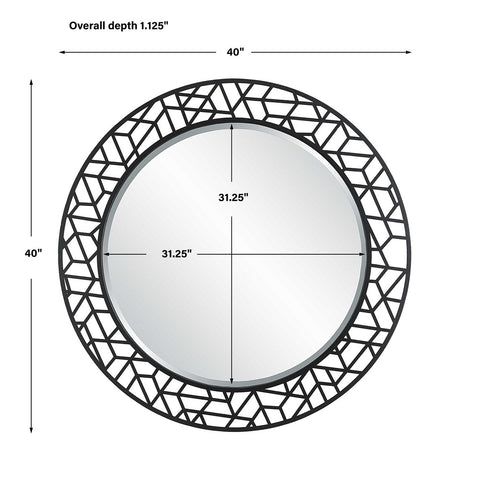 Contemporary Round Geometric Accent Mirror for Entryway Wall