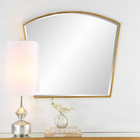 Contemporary Arch Accent Mirror with Gold Leaf Framed Wall