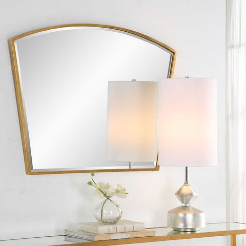 Contemporary Arch Accent Mirror with Gold Leaf Framed Wall
