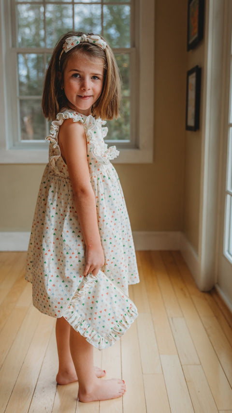 Love in Bloom Heart Print Ruffled Zipper Pouch