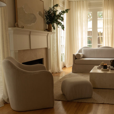 Sable Ottoman | Woven Ivory