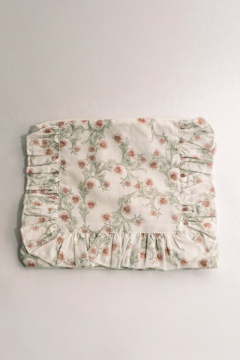 Floral Lilac Vine Scroll Ruffles Zip Top Pouch